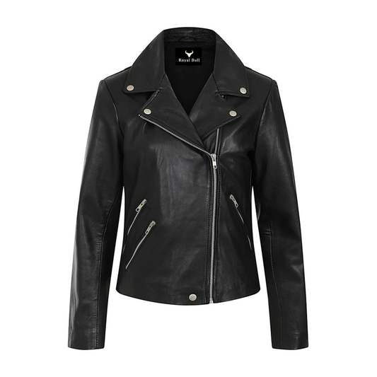 Women's Asymmetrical Black Leather Moto Jacket