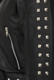 Women's Bold Cropped Black Genuine Leather Biker Jacket