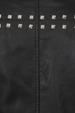 Women's Bold Cropped Black Genuine Leather Biker Jacket