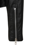 Women's Bold Cropped Black Genuine Leather Biker Jacket