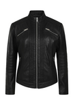 Women's Stand Collar Genuine Leather Motorcycle Jacket