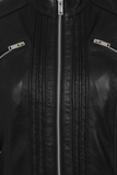 Women's Stand Collar Genuine Leather Motorcycle Jacket