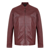 Men's Maroon Red Motorcycle Leather Jacket