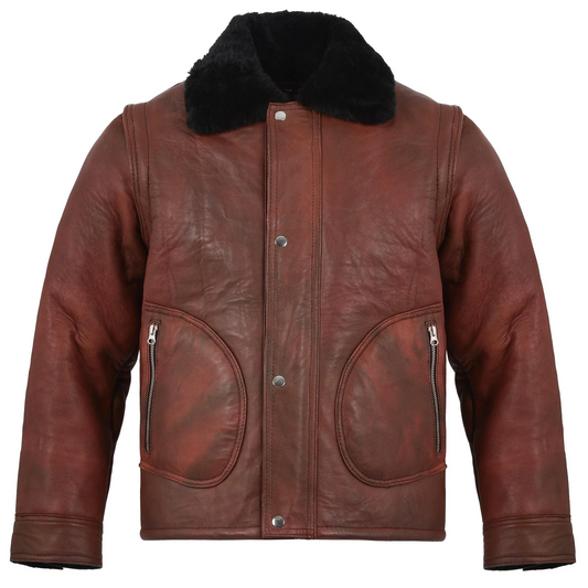 Men's Shearling Jacket Coat in Flight Aviation Style