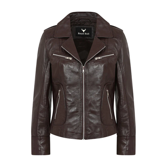 Women's Dark Brown Leather Motorcycle Jacket