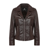 Women's Dark Brown Genuine Leather Motorcycle Jacket