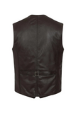 Mens Leather Waistcoat Gilet Formal Classic Brown - Real Leather
