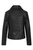 Women's Black Genuine Leather Biker Jacket with Asymmetric Zip