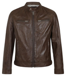 Men's Brown Genuine Leather Motorcycle Jacket – Timeless Style