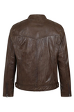 Men's Brown Leather Motorcycle Jacket - Timeless & Stylish