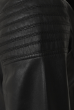 Women's Black Genuine Leather Biker Jacket with Asymmetric Zip