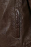 Men's Brown Leather Motorcycle Jacket - Timeless & Stylish