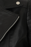 Women's Black Genuine Leather Biker Jacket with Asymmetric Zip