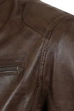 Men's Brown Leather Motorcycle Jacket - Timeless & Stylish