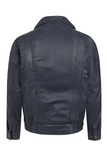 Men’s Navy Blue Leather Blouson Jacket – Elegance in Every Stitch