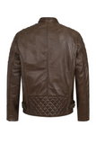 Men's Trendy Brown Genuine Leather Moto Jacket