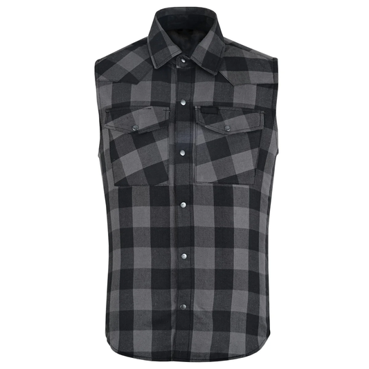 Men's Sleeveless Motorcycle Flannel Shirt