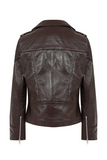 Women's Dark Brown Genuine Leather Motorcycle Jacket
