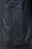Men’s Navy Blue Leather Blouson Jacket – Elegance in Every Stitch