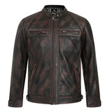 Men's Brown Real Leather Biker Jacket – Classic Style