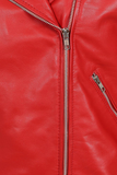 Women's Red Genuine Smooth Leather Biker Jacket