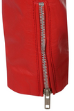 Women's Red Genuine Smooth Leather Biker Jacket