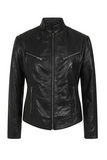 Women's Petite Black Genuine Leather Motorcycle Jacket
