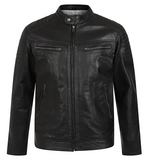 Men's Black Genuine Leather Biker Jacket – Classic Fit