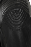 Women's Quilted Black Genuine Leather Moto Jacket with Zip Cuffs