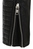 Women's Quilted Black Genuine Leather Moto Jacket with Zip Cuffs
