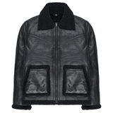 Men's Genuine Shearling Flight Bomber Sheepskin Leather Jacket