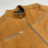Men’s Tan Leather Biker Jacket