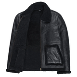 Men's Genuine Shearling Flight Bomber Sheepskin Leather Jacket