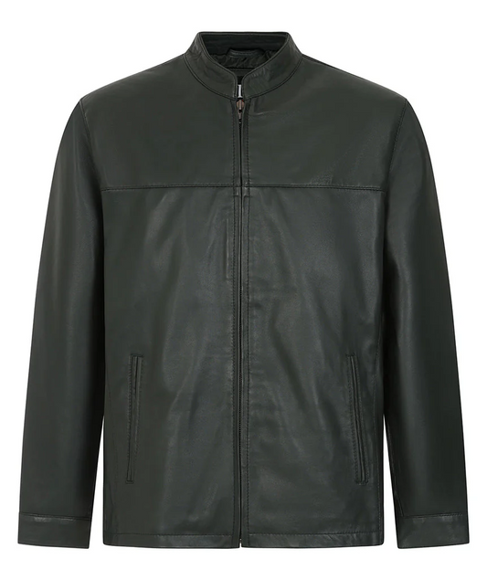 Men's Classic Green Genuine Leather Jacket