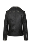 Women's Bold Cropped Black Genuine Leather Biker Jacket