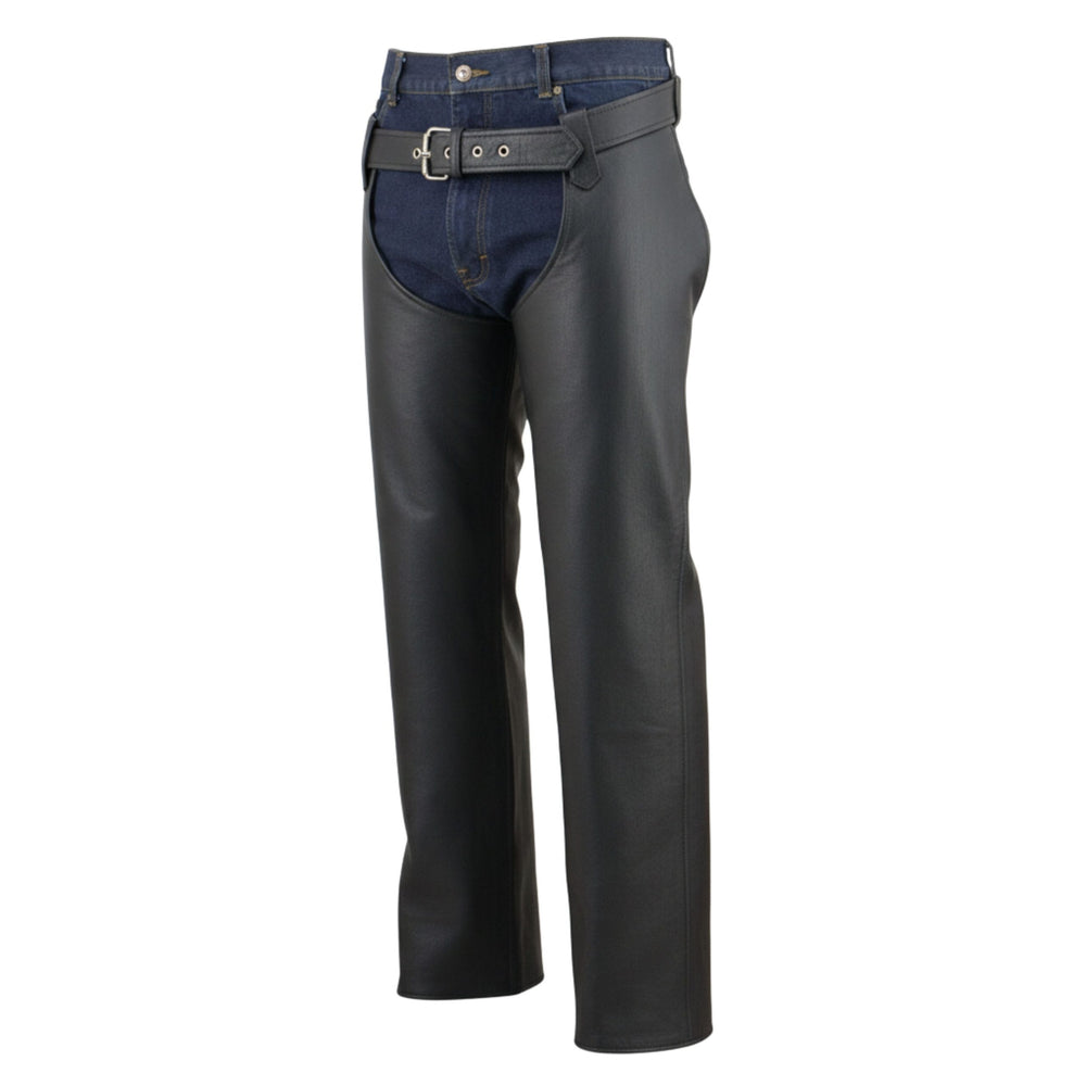 Men's Black Leather Motorcycle Chaps
