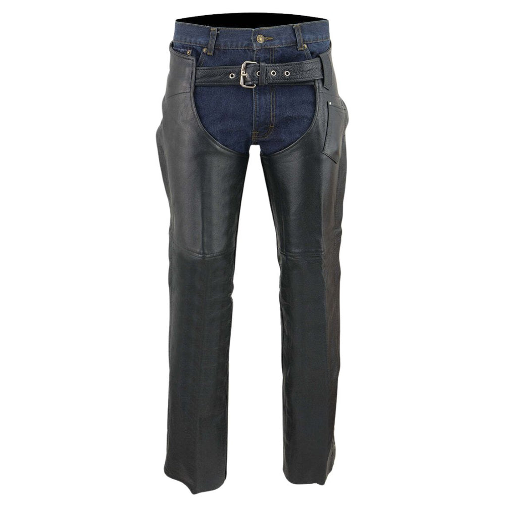 Adventurer Men's Black Leather Motorcycle Chaps