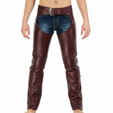 Dean Men's Black Genuine Leather Motorcycle Chaps