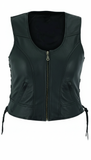 Feather Women's Genuine Leather Motorcycle Vest