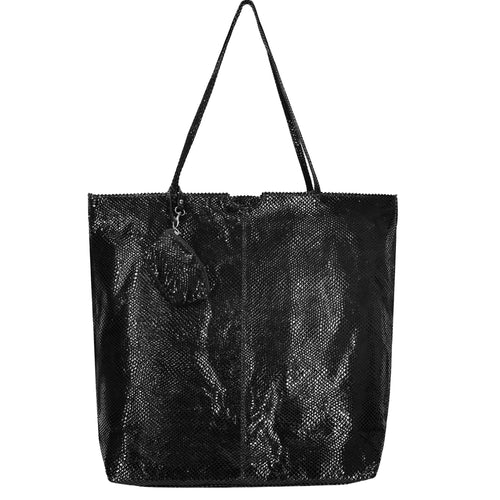 Gemma Handmade Genuine Leather Tote Bag dark black