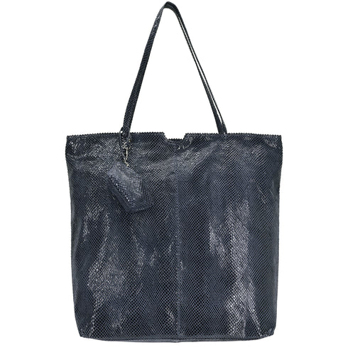 Gemma Handmade Genuine Leather Tote Bag dark blue