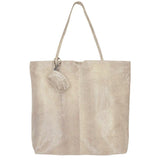 Gemma Handmade Genuine Leather Tote Bag white