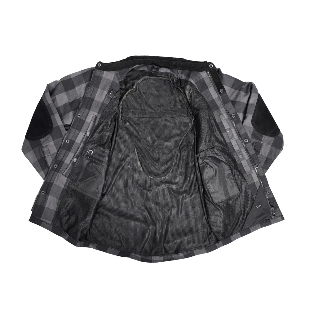 Gray Thread Men's Long Sleeve Motorcycle Flannel Shirt