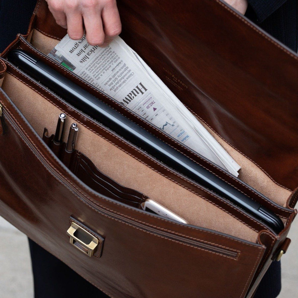 Handmade Genuine Leather 17" Laptop Briefcase