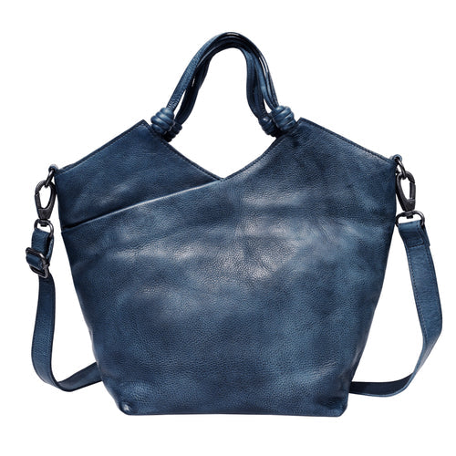 Handmade Genuine Leather Crossbody Bag blue