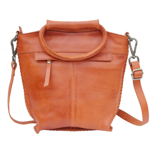 Handmade Genuine Leather Crossbody Brown backside