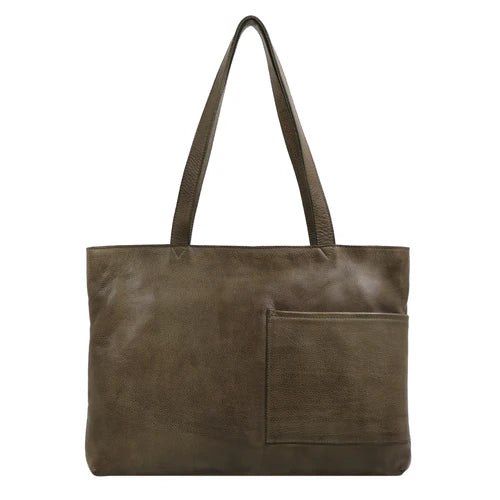 Handmade Genuine Leather Tote Bag Green