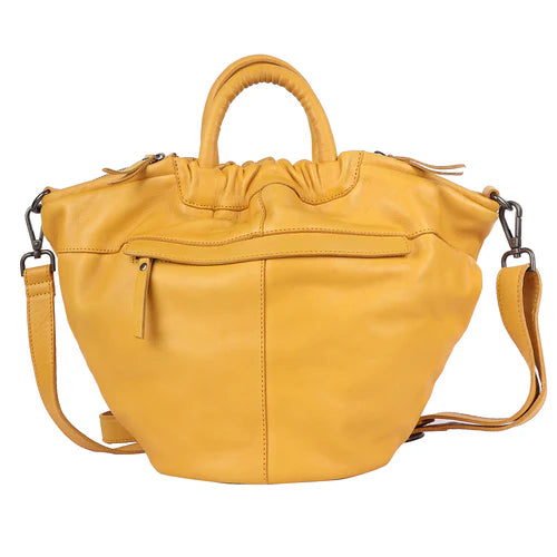 Handmade Genuine Leather Tote Bag Yellow