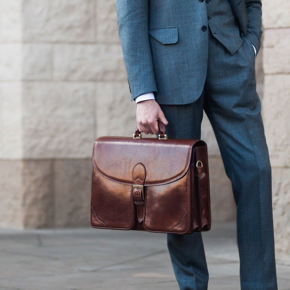 Handmade Large Men's Genuine Leather Briefcase