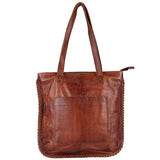 Lizzie Handmade Genuine Leather Tote Bag Brown